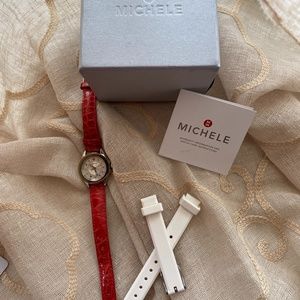 Michele Watch, w/ Alligator strap & White strap